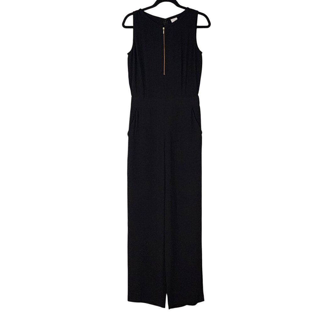 Cabi Grace Jumpsuit Romper 4 women  Black Front Back  Zipper  Sleeveless pockets